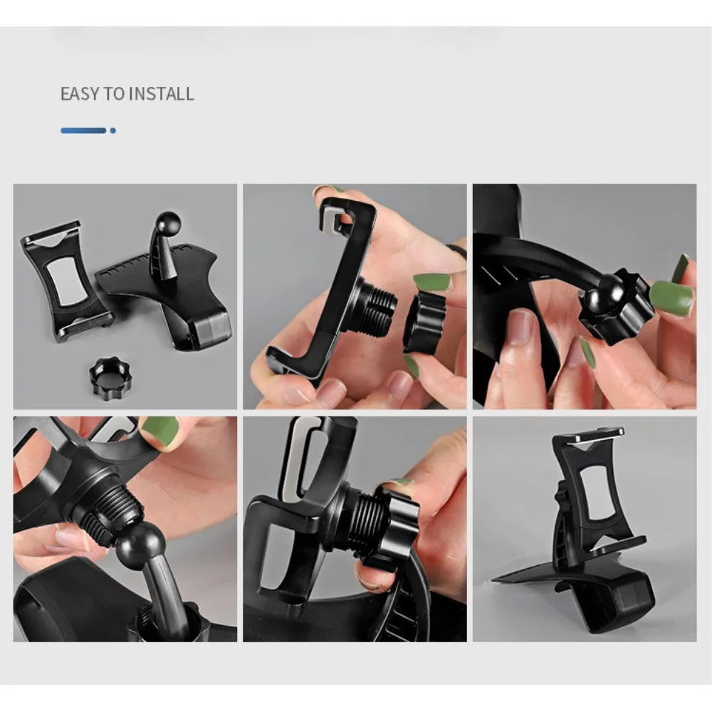 3 in 1 Car GPS Smartphone Holder: Dashboard / Visor Clamp   AC Grid Clip for Sharp R1 - Black