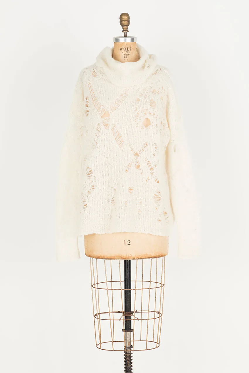 Alpaca Distressed spider lace sweater