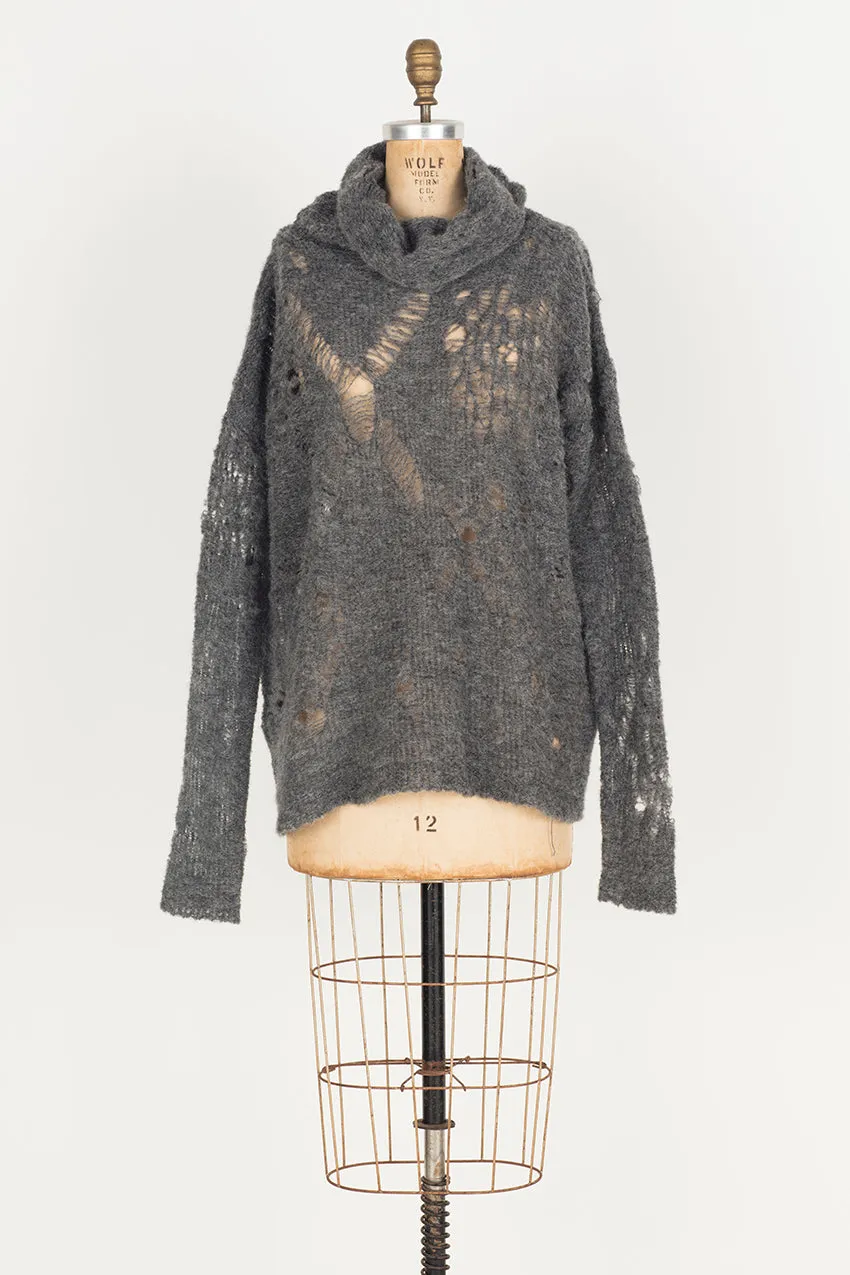 Alpaca Distressed spider lace sweater