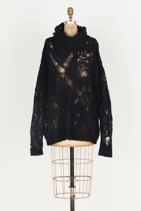 Alpaca Distressed spider lace sweater