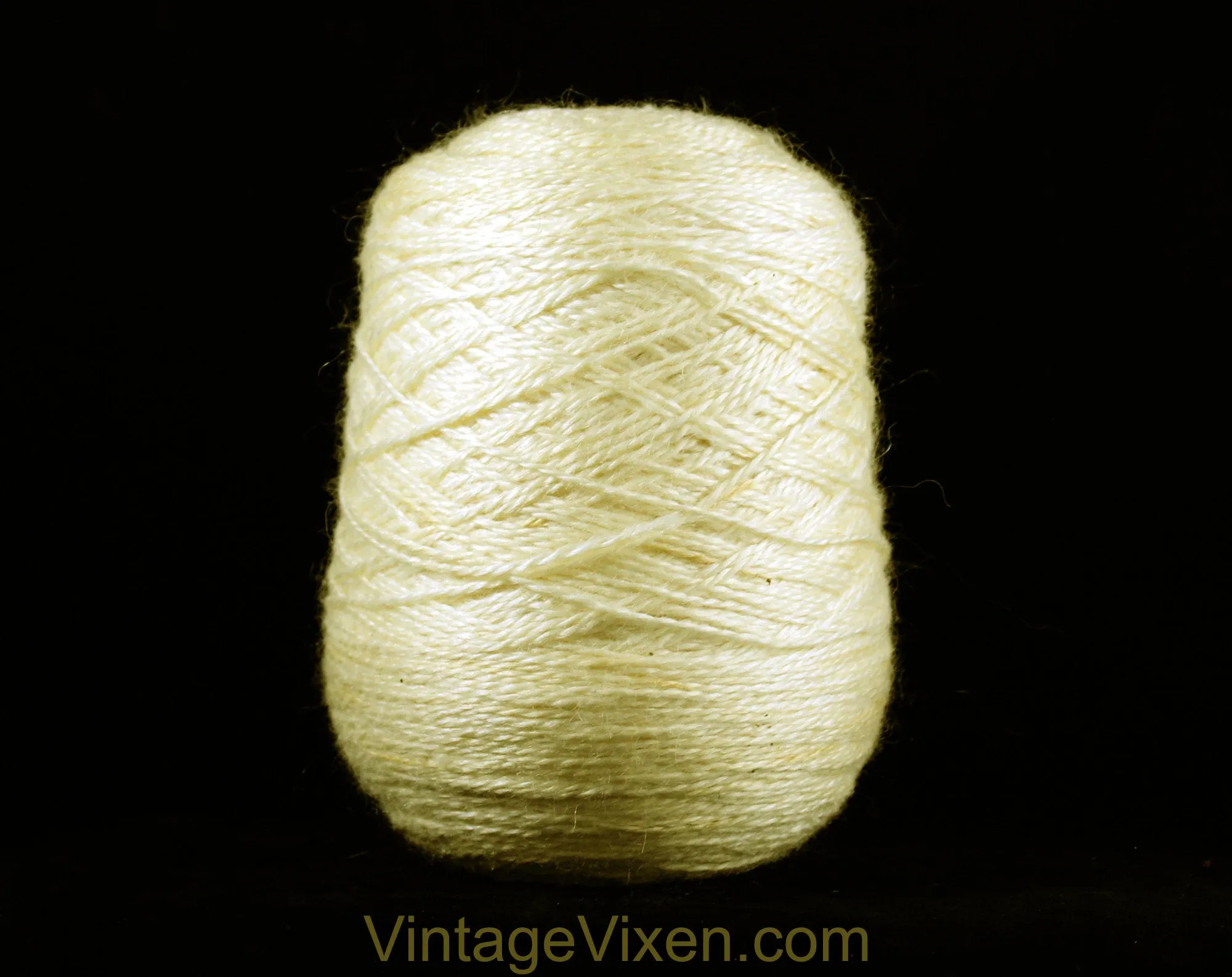 Artisan Style Ecru Yarn with Soft Woolly Texture - 1.25 Lbs Cone - Ivory Pale Neutral 1980s Fiber Art Spiral Twist - Lightweight Woolen