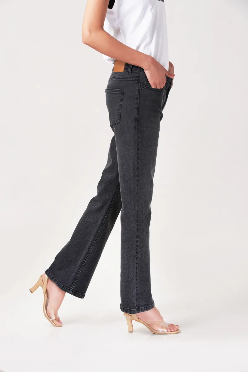 Black Flared Led Women Jeans