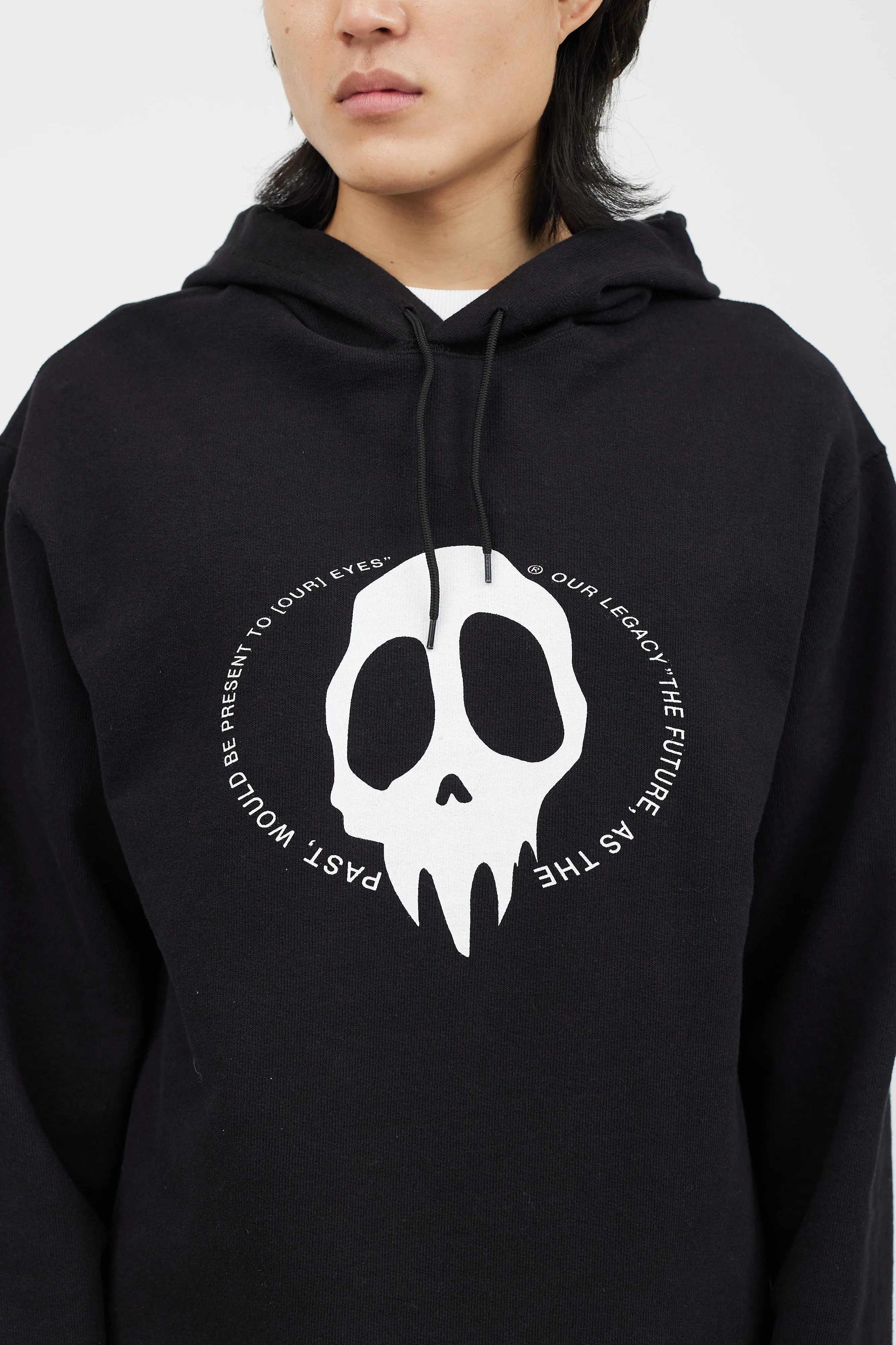 Black Maverick Skull Print Loose Hoodie