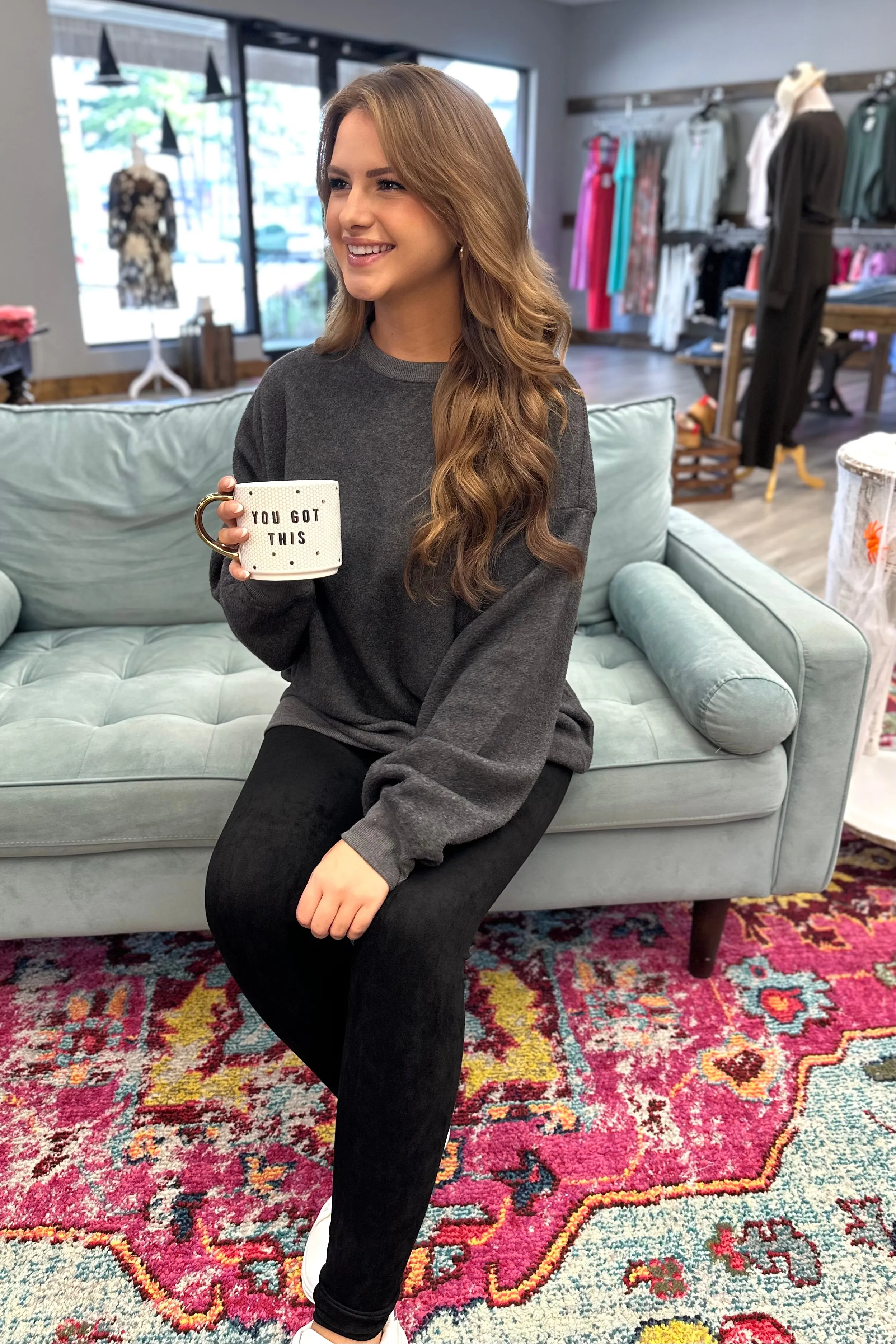 CHANDLER Oversized Charcoal Top