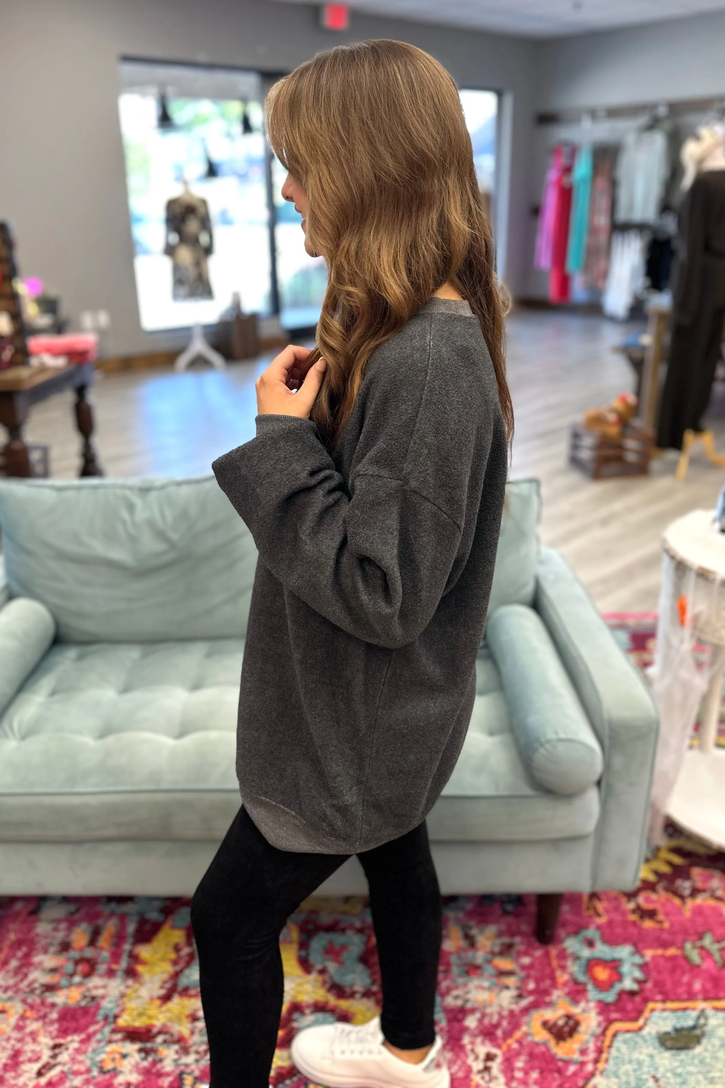 CHANDLER Oversized Charcoal Top