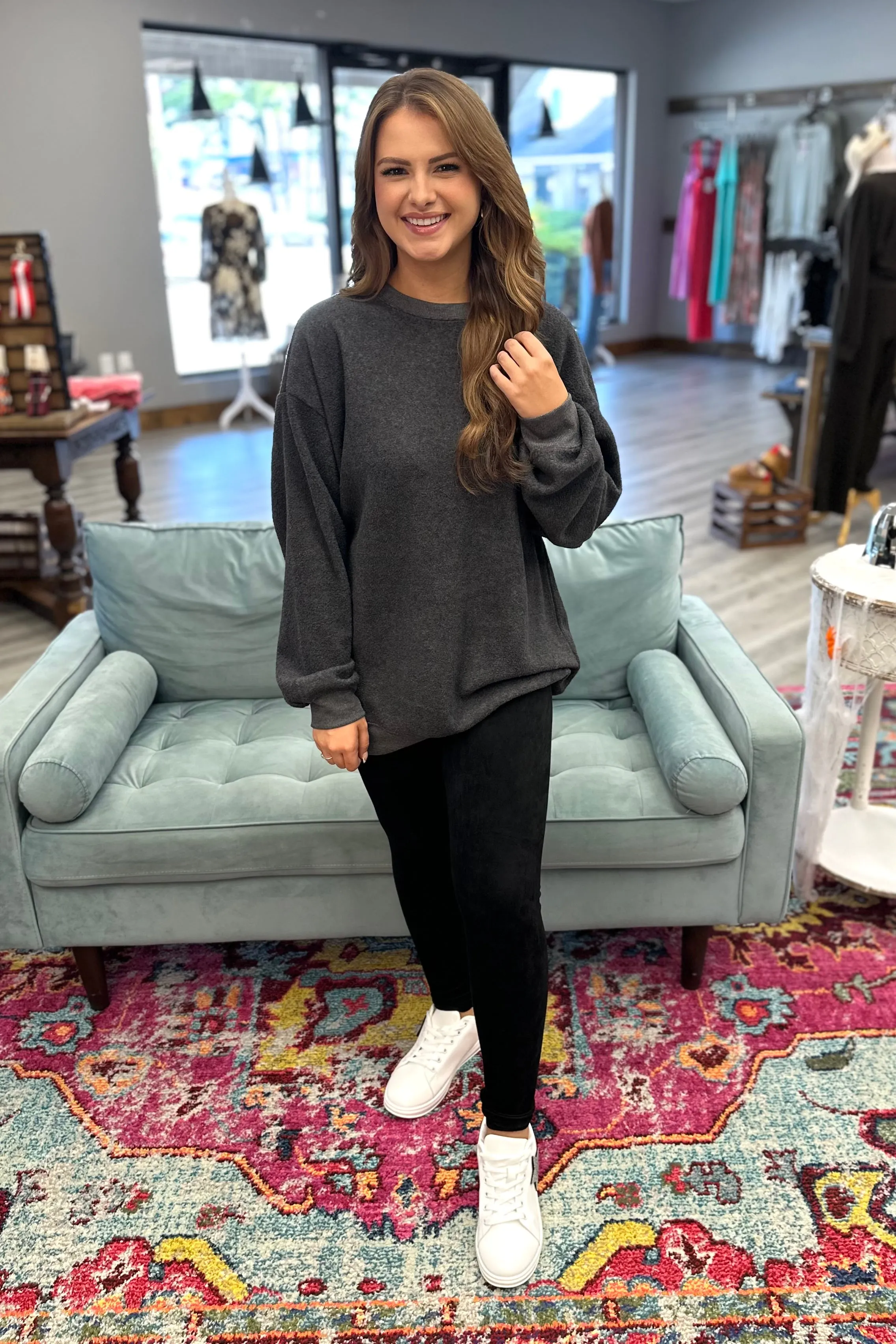 CHANDLER Oversized Charcoal Top