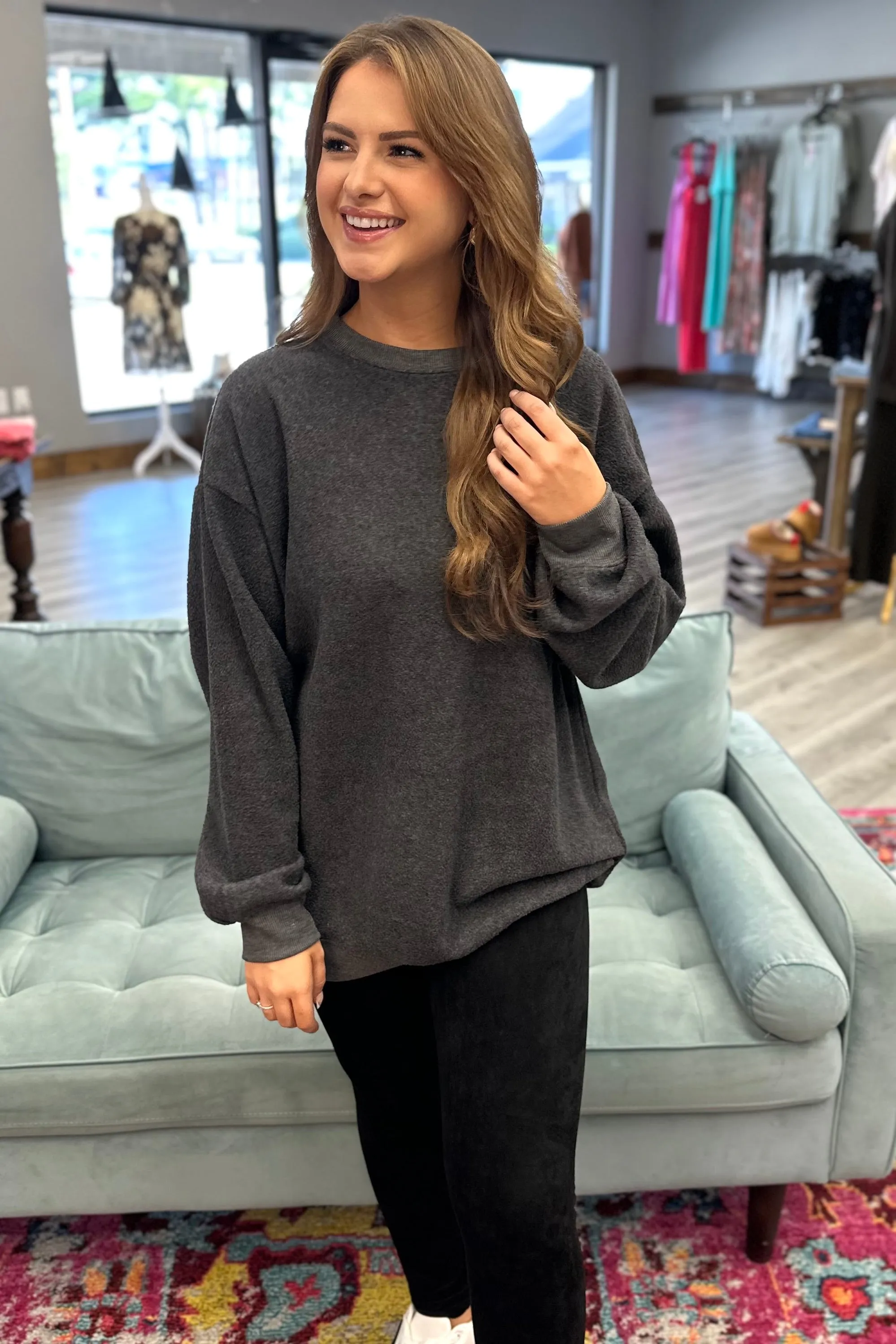 CHANDLER Oversized Charcoal Top