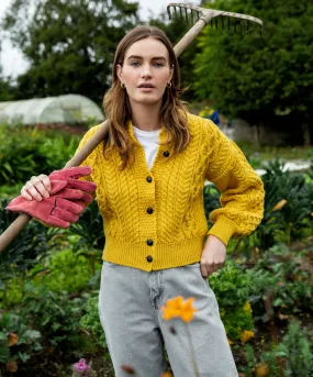 Cropped Aran Cardigan  -sunflower yellow