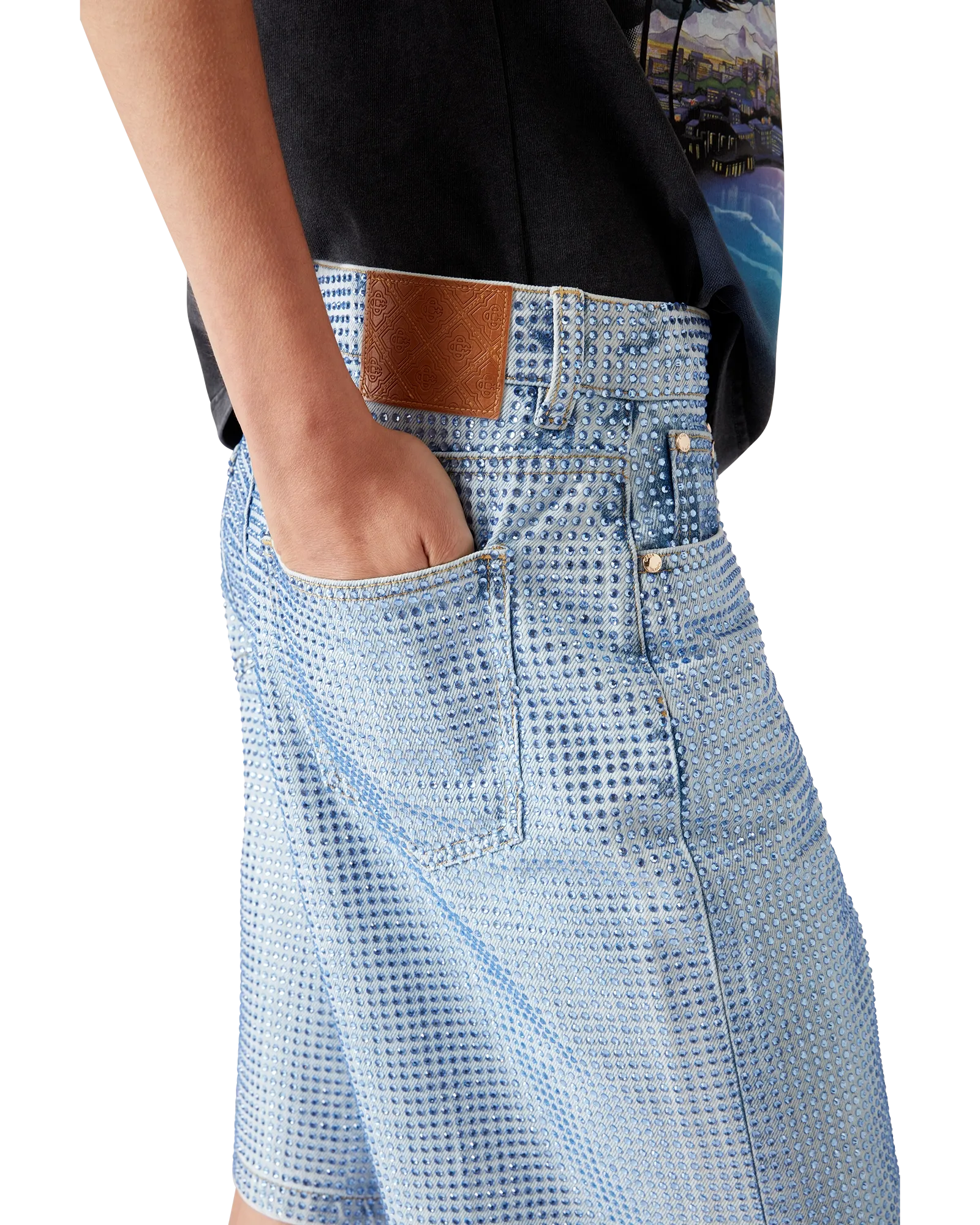 Crystal Embellished Denim Shorts