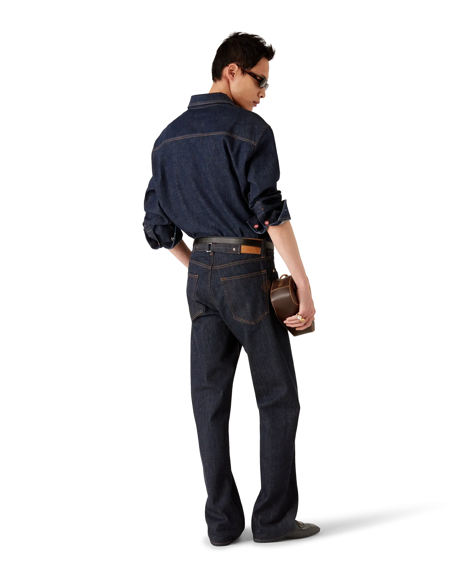 Denim shirt with logo embroidery