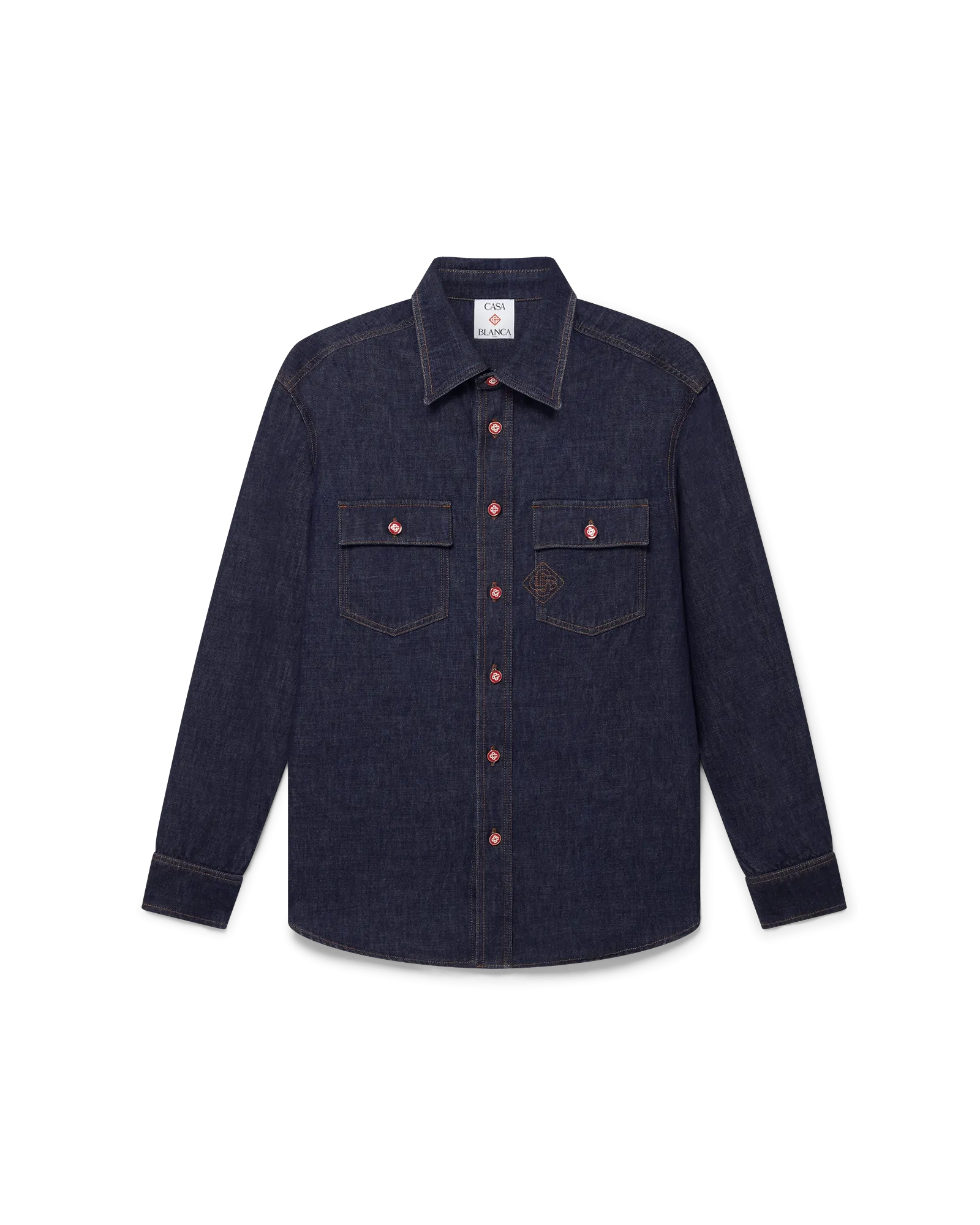 Denim shirt with logo embroidery