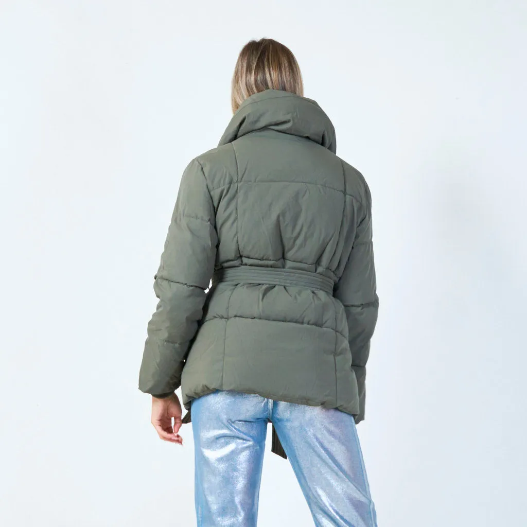 Elegant belted padded jacket wholesale