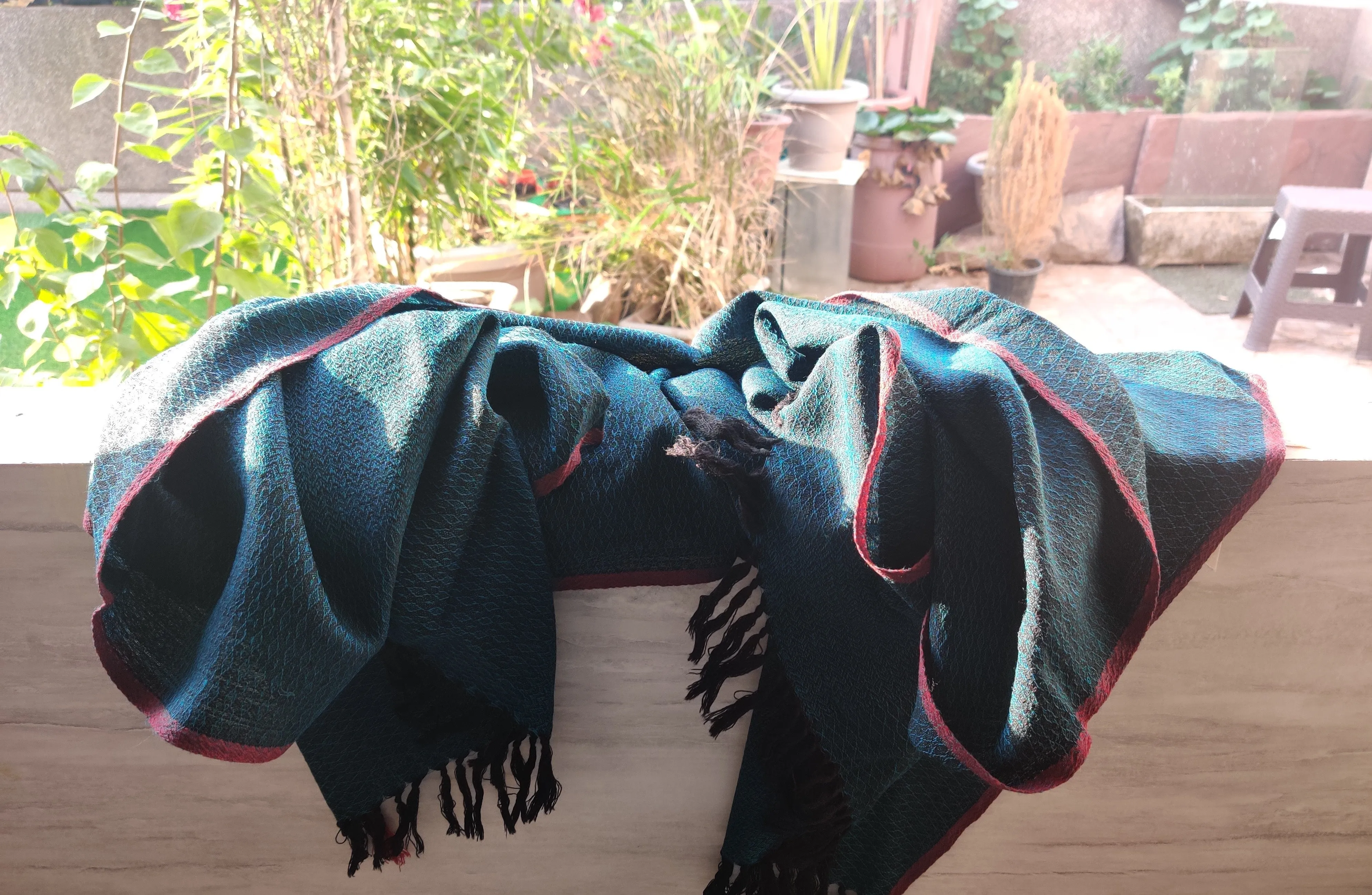 Handwoven Woolen stole - Blue