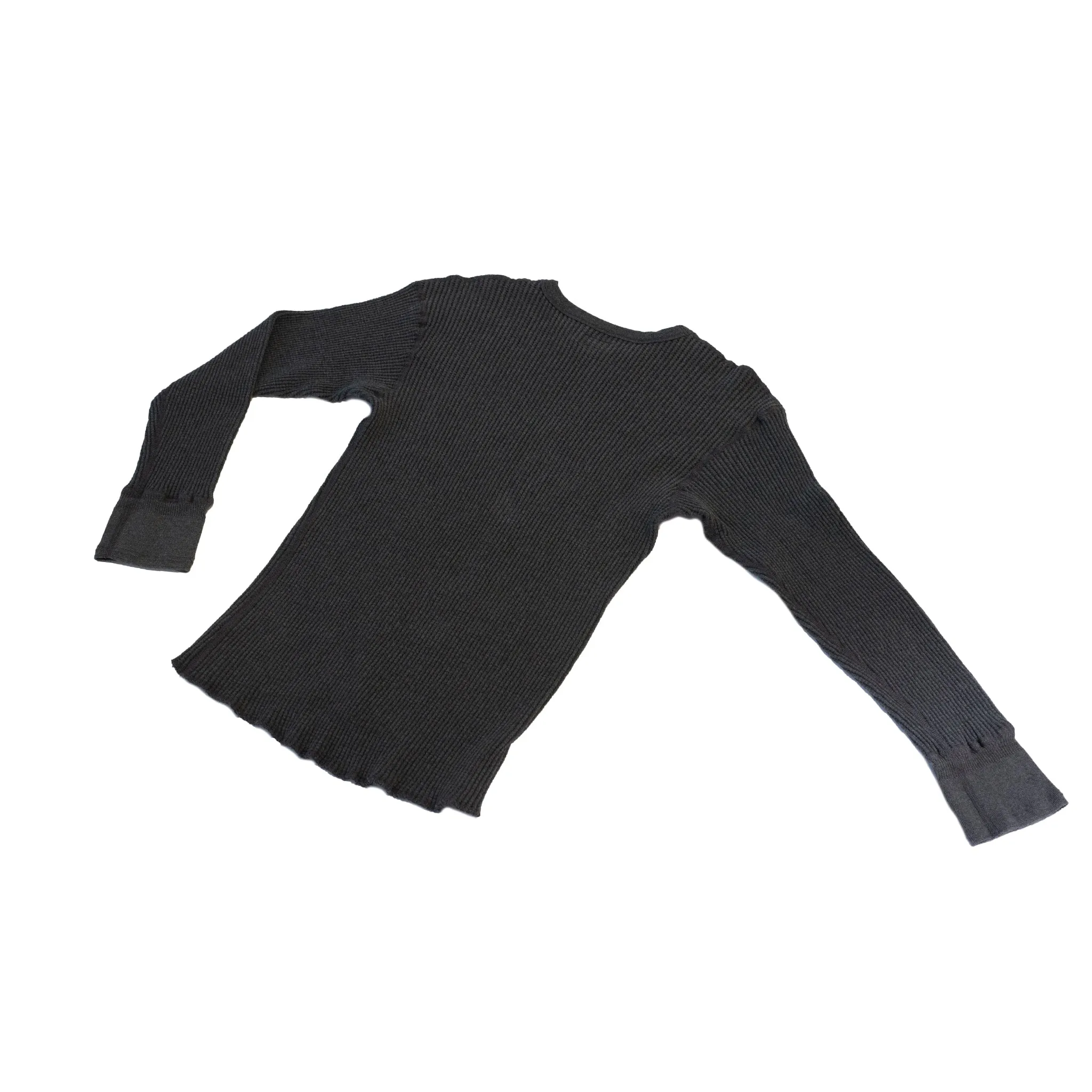 Homespun Knitwear Crew Thermal Bulky Waffle Char Melange
