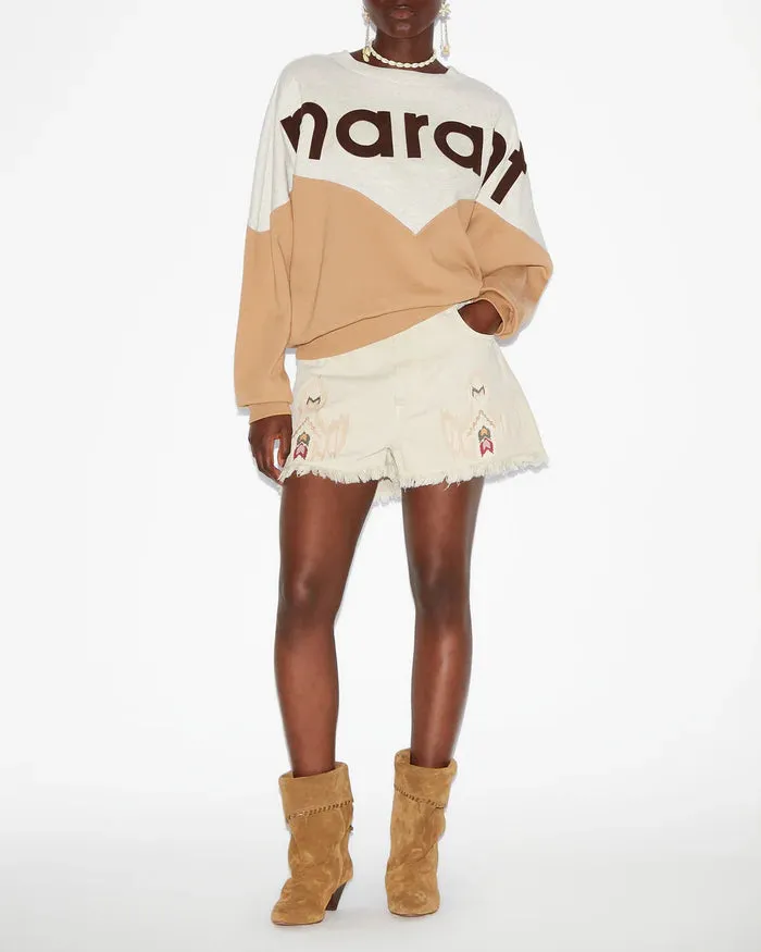 Isabel Marant Houston Sweat Shirt in Ecru and Camel