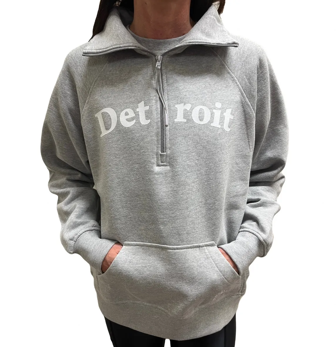 Ladies Detroit Grey Half Zip Fleece