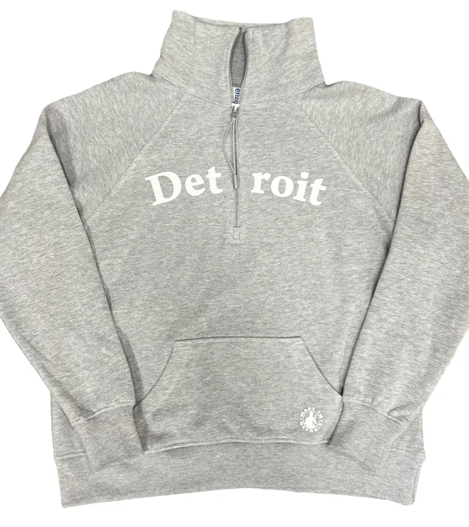 Ladies Detroit Grey Half Zip Fleece