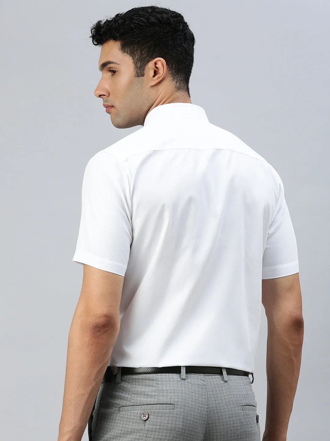 Men Cotton Rich White Half Sleeves Formal Shirt (2 Pcs Pack)