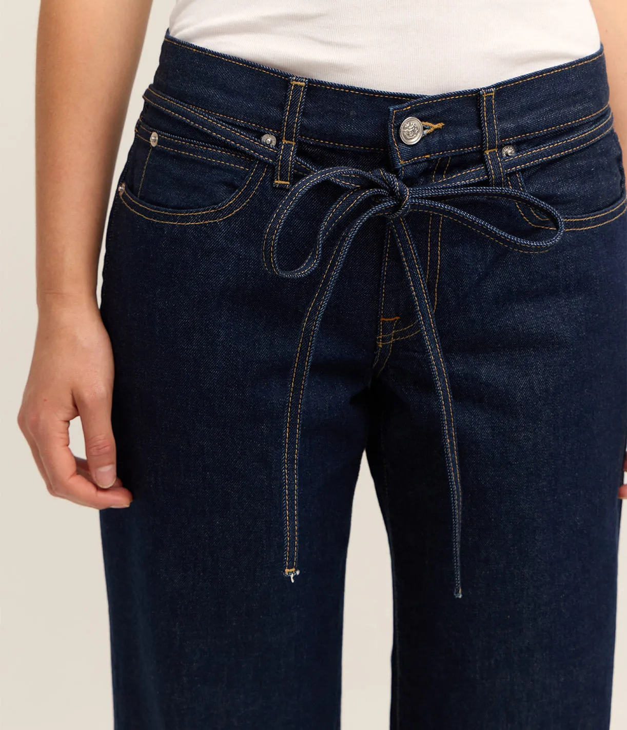 Mica Belted Relaxed Jean in Midnight Mile