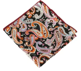 Midnight Black / Linen White Paisley Pocket Square - [2017 Spring]
