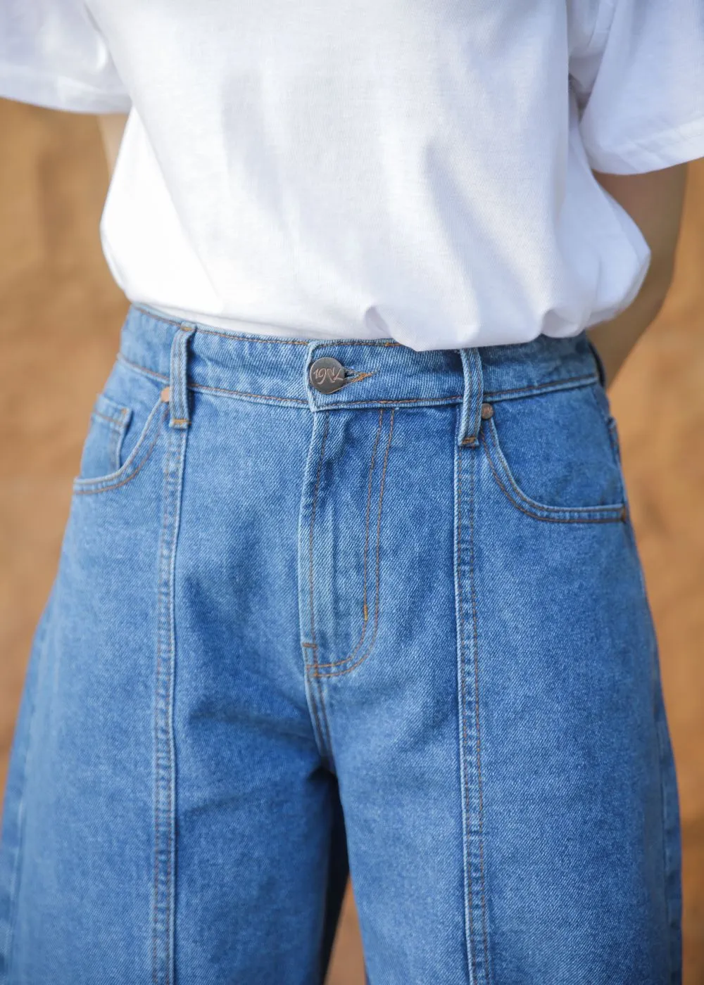 Multi-Tone Patched Jacket & Center Seam Jeans Look