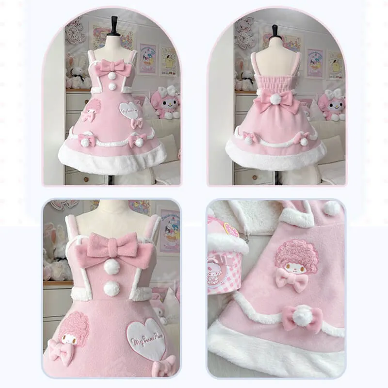 My Sweet Piano Woolen JSK Dress with Pompom Bowknot