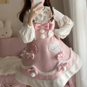 My Sweet Piano Woolen JSK Dress with Pompom Bowknot