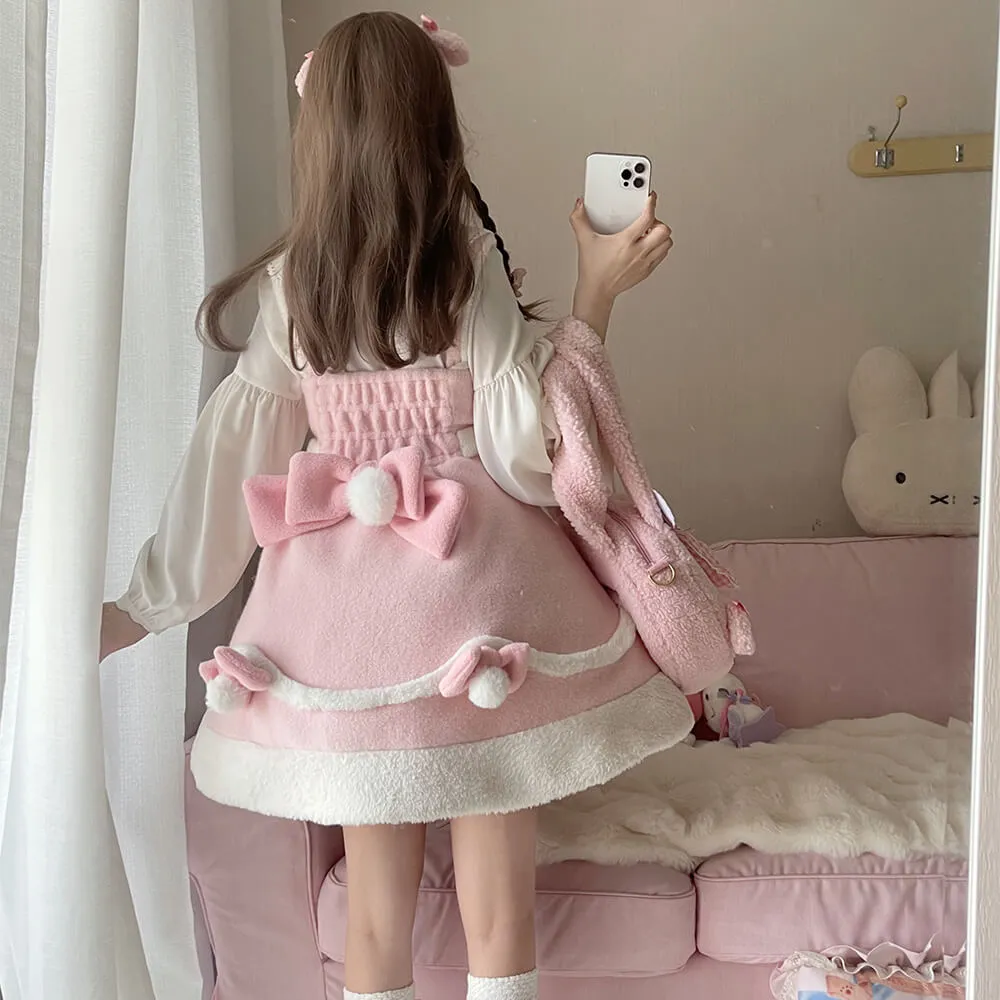 My Sweet Piano Woolen JSK Dress with Pompom Bowknot