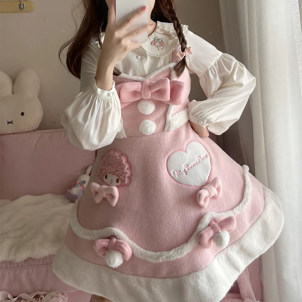 My Sweet Piano Woolen JSK Dress with Pompom Bowknot