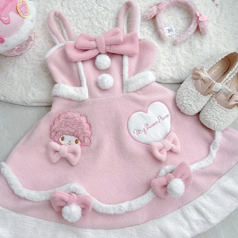 My Sweet Piano Woolen JSK Dress with Pompom Bowknot