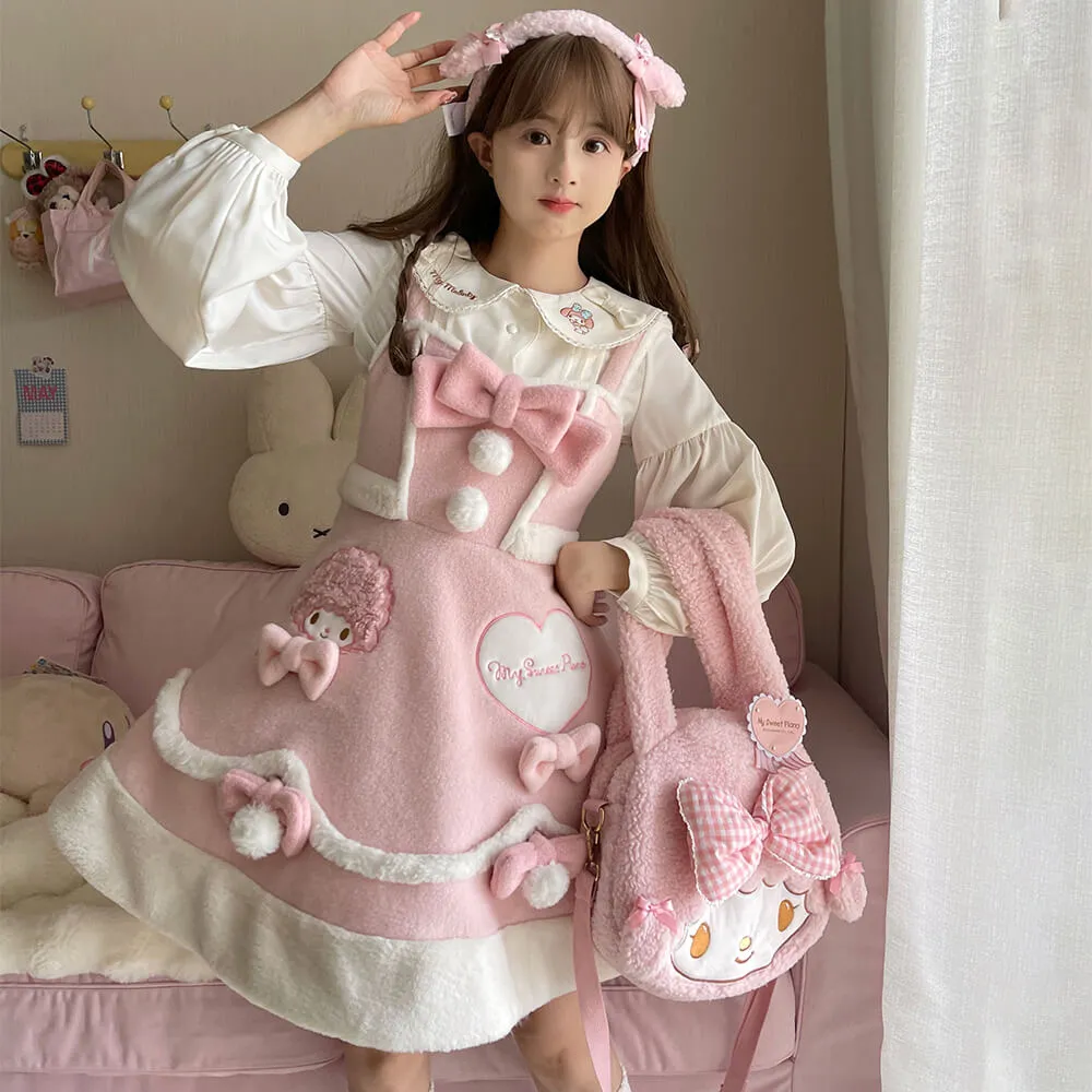 My Sweet Piano Woolen JSK Dress with Pompom Bowknot