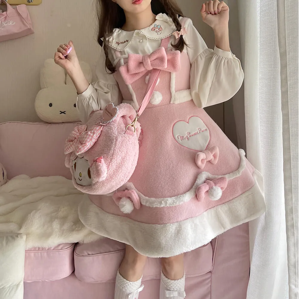 My Sweet Piano Woolen JSK Dress with Pompom Bowknot