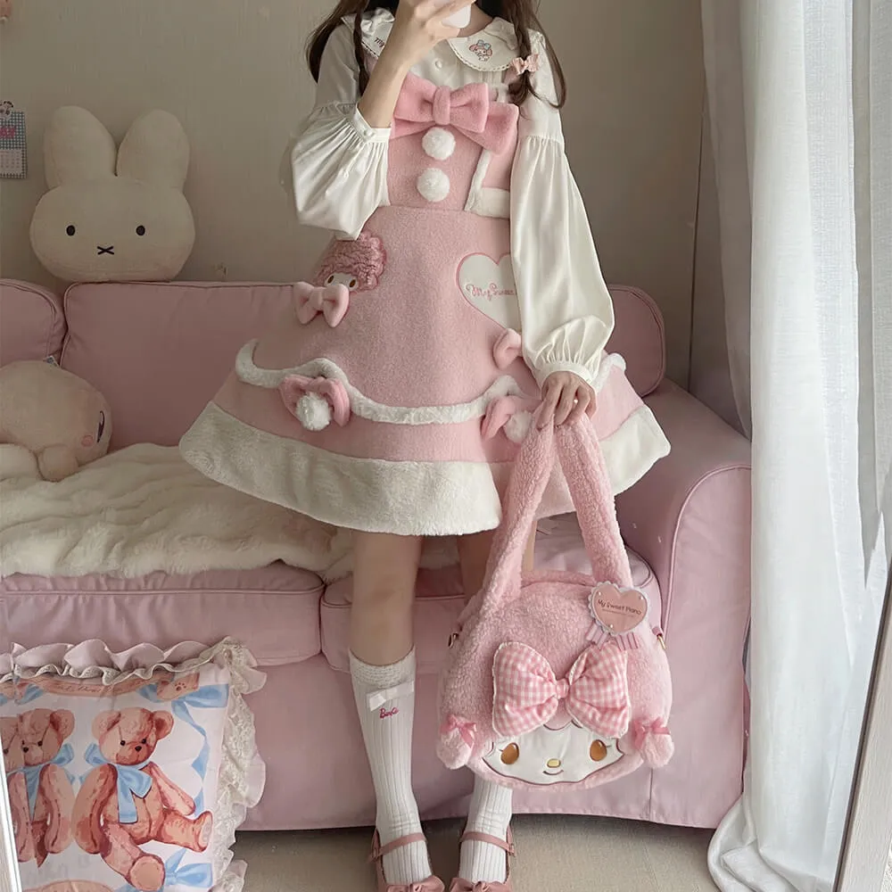 My Sweet Piano Woolen JSK Dress with Pompom Bowknot