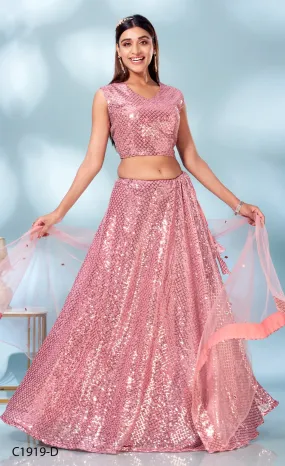 Party Wear Fancy Embroidery Work Lehenga D.No C-1919