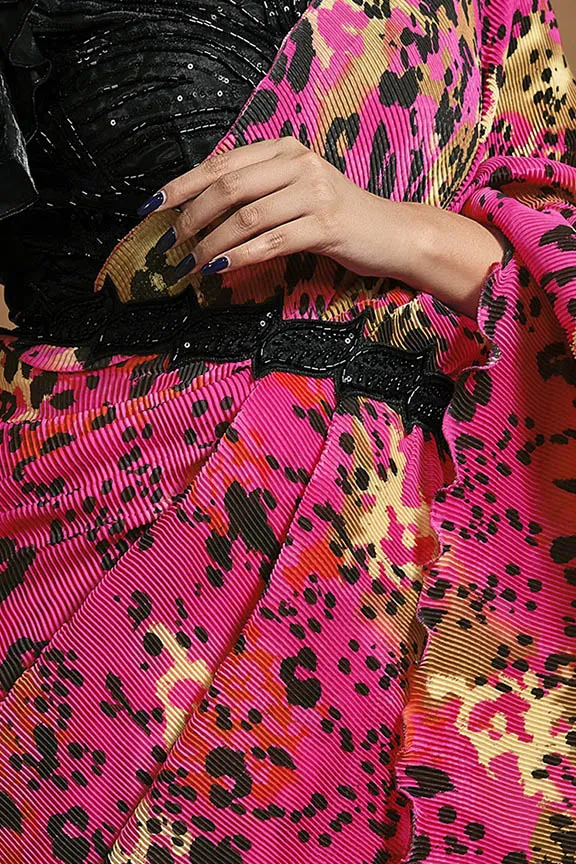 Pink Pure Satin Silk Pure Hand work Ready to wear Saree