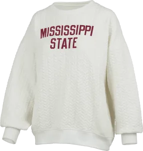 Pressbox Roxbury Mississippi State Cream Waffle Sweatshirt