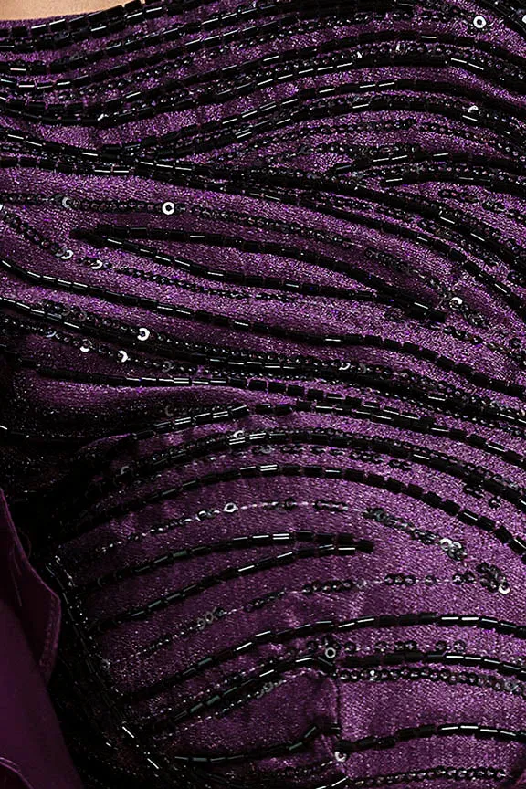 Purple Pure Satin Silk Pure Hand work Ready to wear Saree
