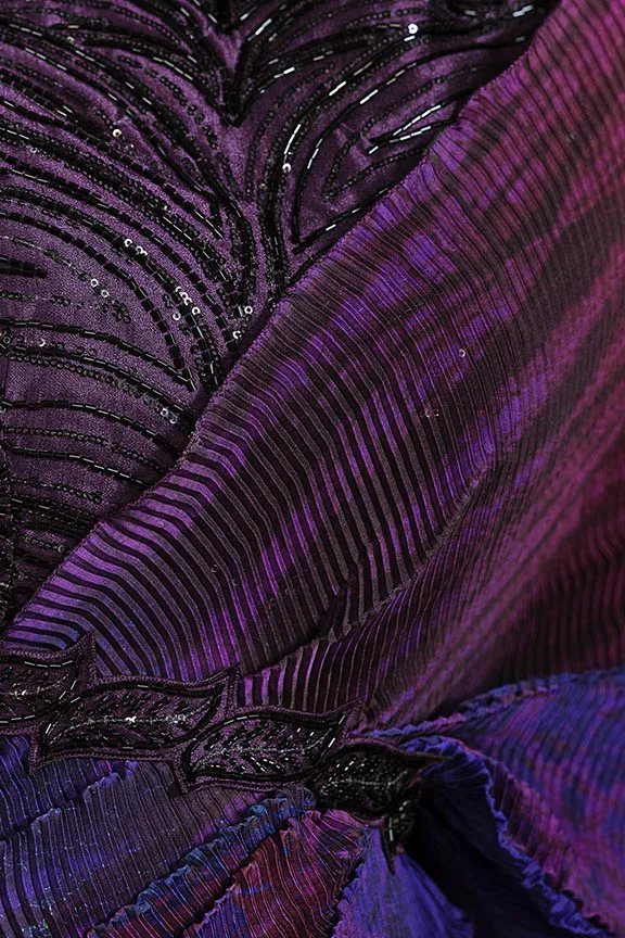 Purple Pure Satin Silk Pure Hand work Ready to wear Saree