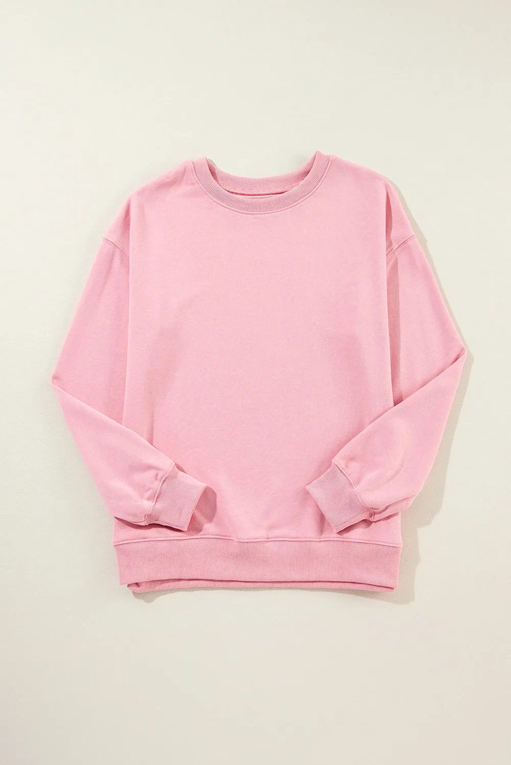 Solid Crewneck Pullover Sweatshirt