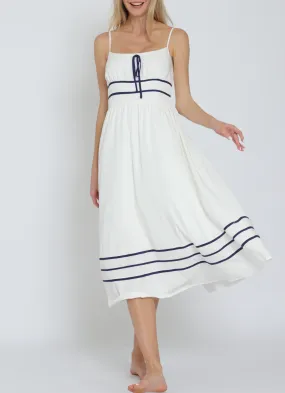 Thin Adjustable Strap Contrast Midi Dress