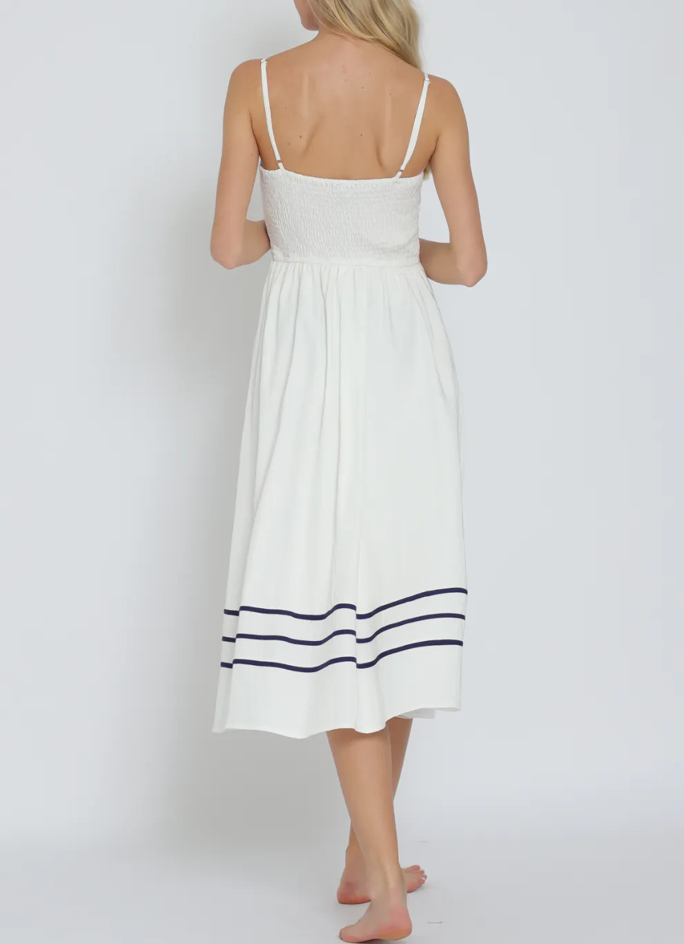 Thin Adjustable Strap Contrast Midi Dress
