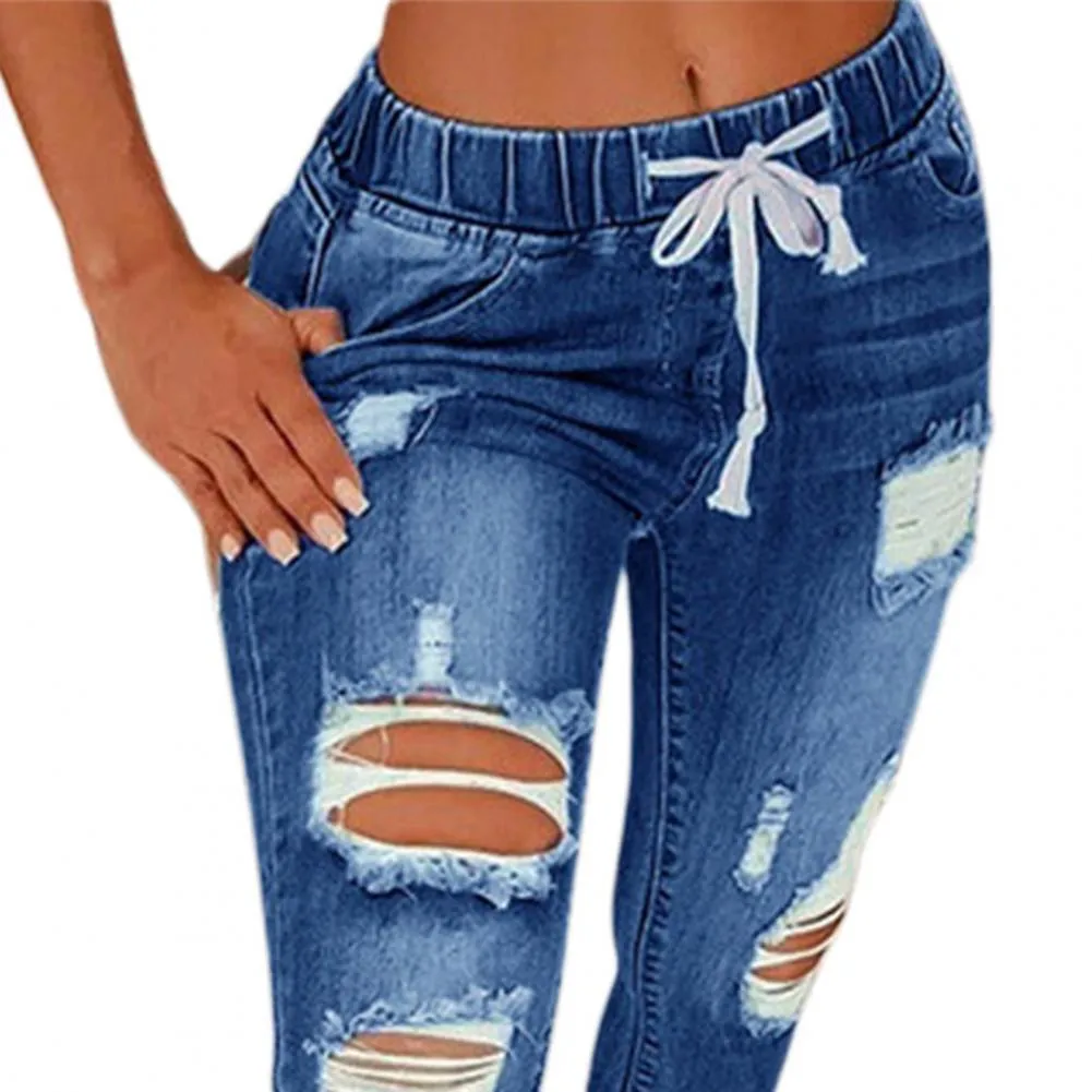 Trendy Ripped Stretch Denim Jeggings