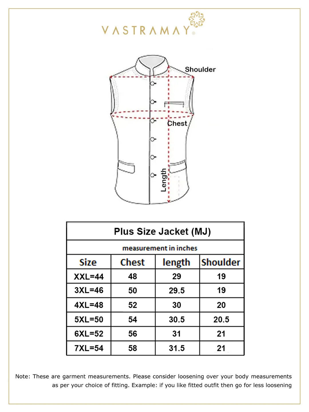 VASTRAMAY Orange Cotton Blend Nehru Jacket
