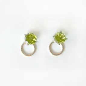 Versatile Peridot Stud Earrings Designed with Dainty 14k Gold Earring Jackets
