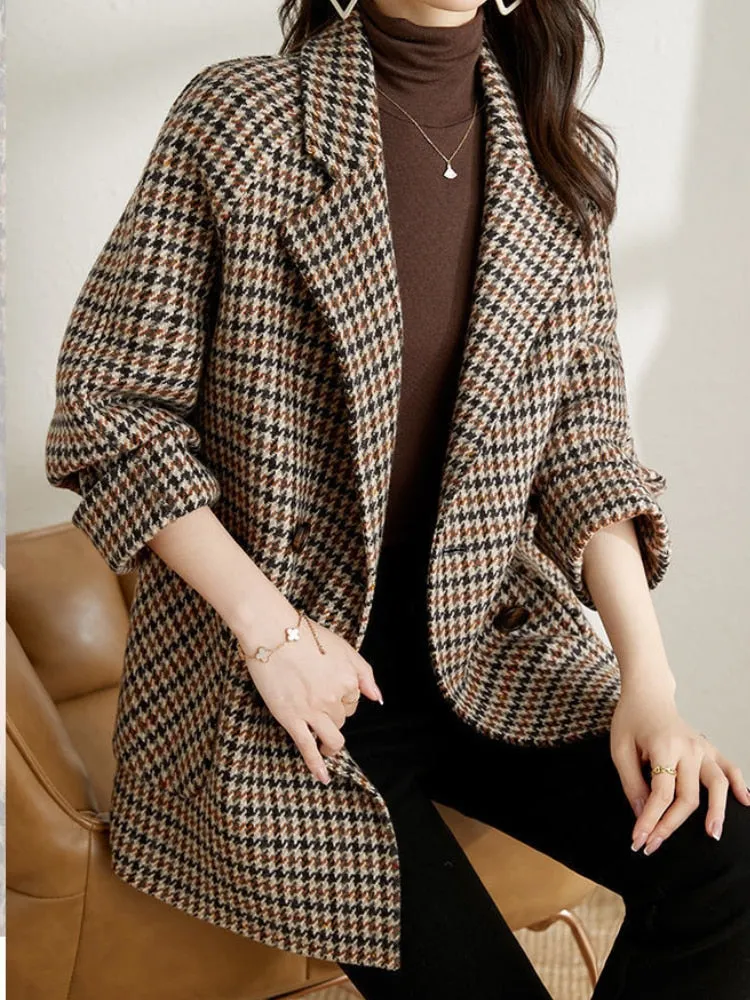 Vintage Houndstooth Woolen Blazer