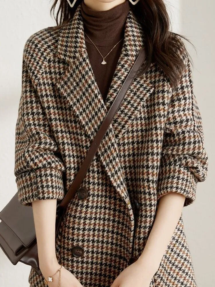Vintage Houndstooth Woolen Blazer