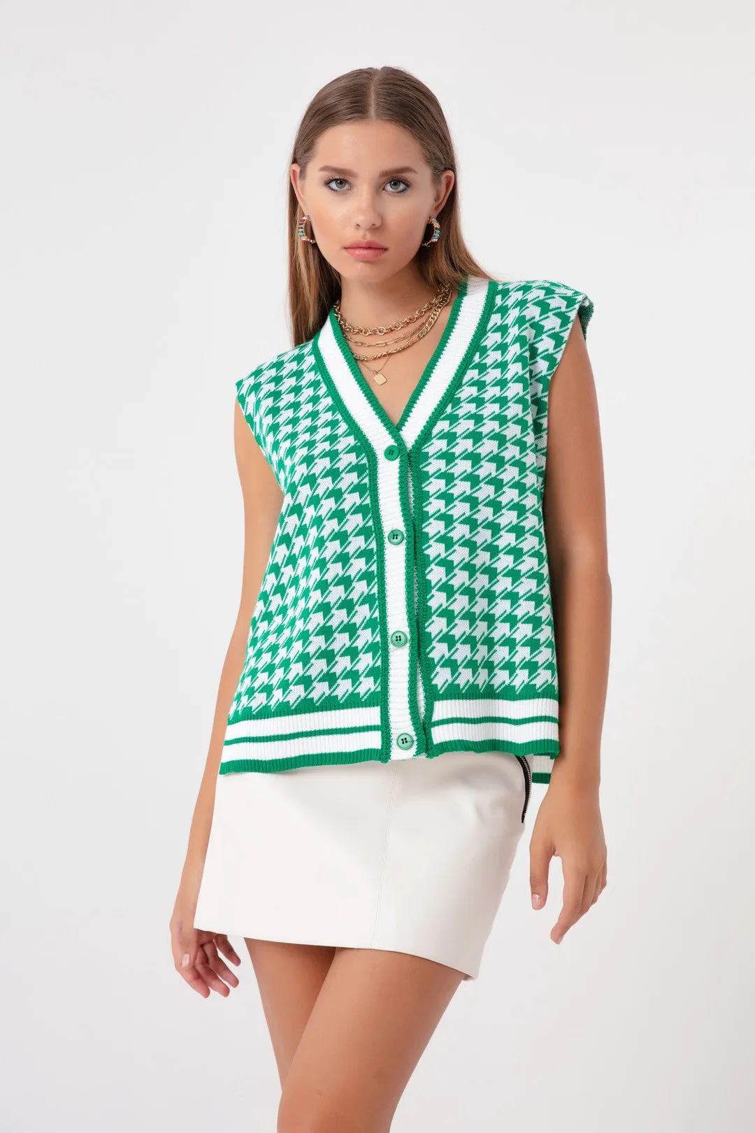 Women'S Coat Patterned Knitwear Vest