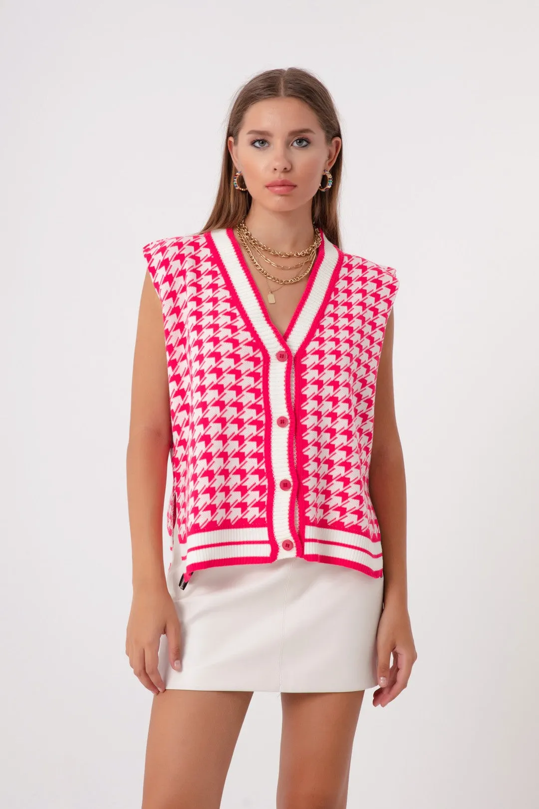 Women'S Coat Patterned Knitwear Vest